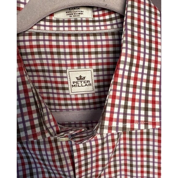 Peter Millar Men's Nanoluxe Easy Care Button-Down Long Sleeve Shirt Large Red - Picture 6 of 9